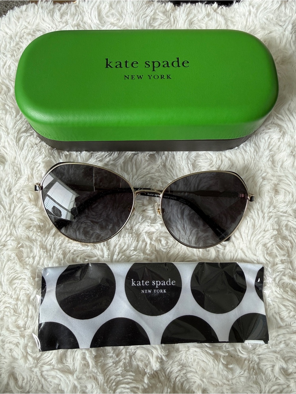 kate spade Gold Metal Frame Sunglasses with Black Lenses